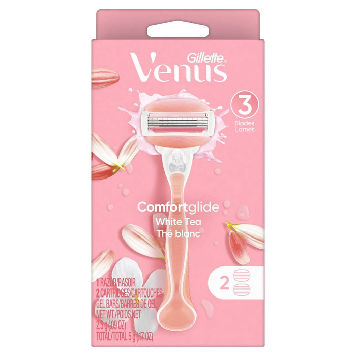 Venus Comfortglide White Tea Women's Razor + 2 Razor Blade Refills