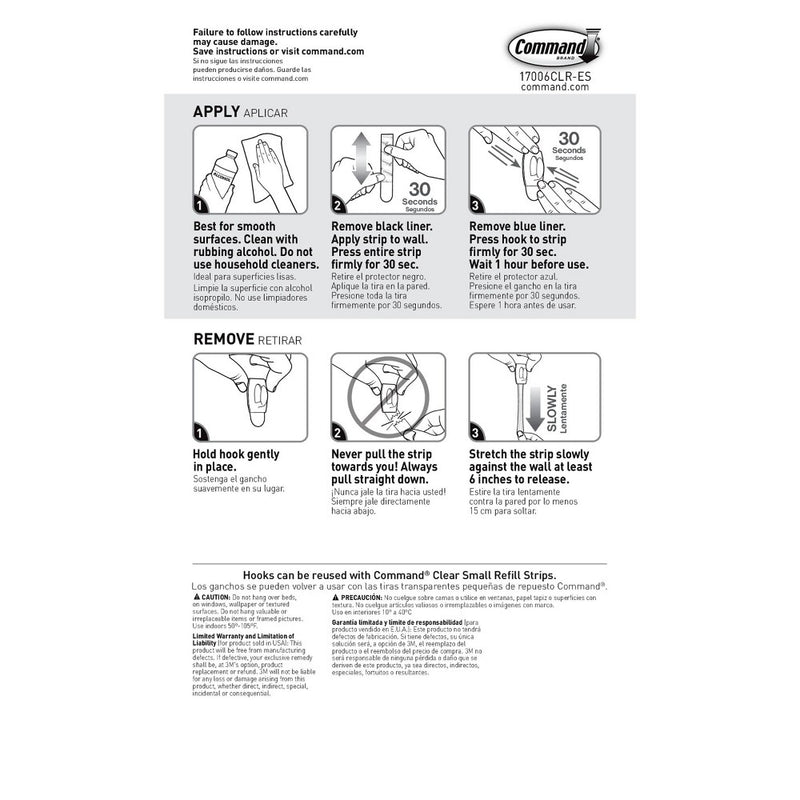 Command 6 Hooks 8 Strips Mini Clear Decorative Hooks