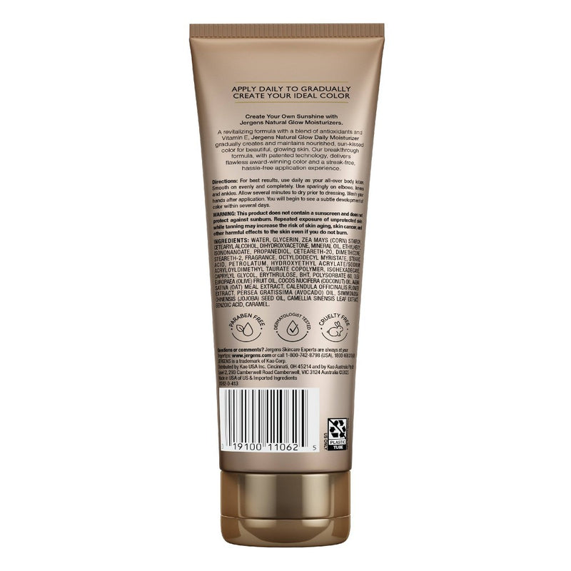 Jergens Natural Glow Daily Moisturizer Medium To Tan, Self Tanner Body Lotion, Sunless Tanning - 7.5 fl oz