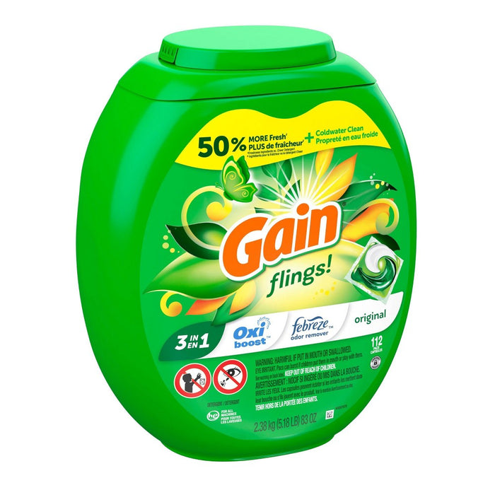 Gain flings! Laundry Detergent Pacs - Original - 76oz/112ct