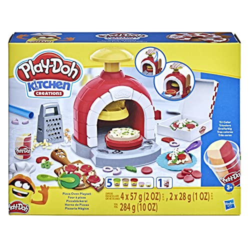Play-Doh Kitchen Creations Pizza Oven Playset, Play Food Toy for Kids 3 Years and Up, 6 Cans of Modeling Compound, 8 Accessories, Non-Toxic