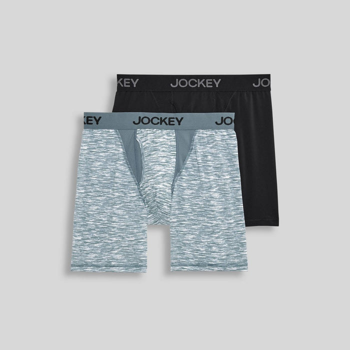 Jockey Generation™ Men's Performance Microfiber Sport 2pk Long Leg Boxer Briefs - Black/Gray S