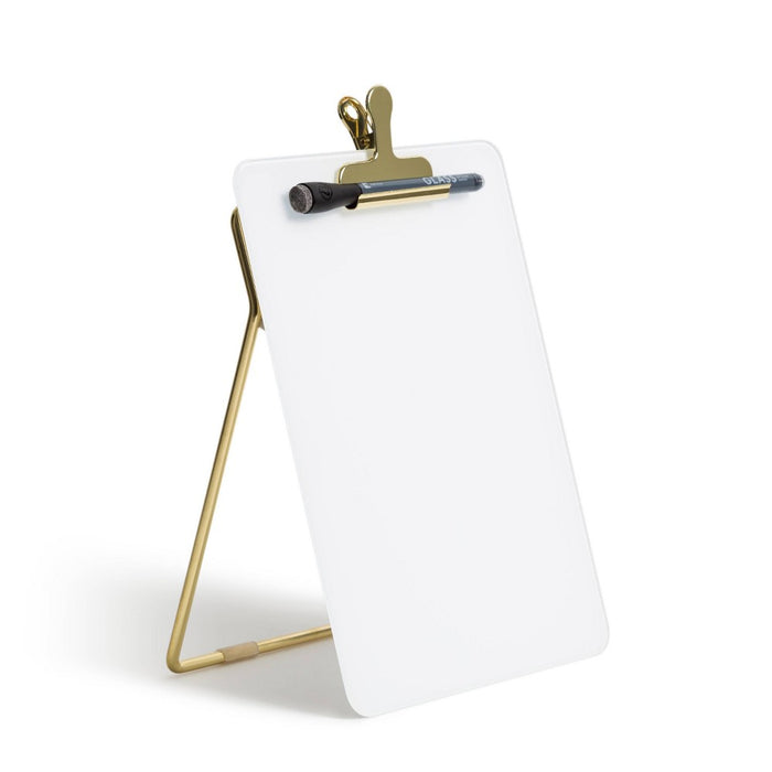 U Brands 8.5"x11.7" Adjustable Glass Desktop Easel with Gold Accents and Marker