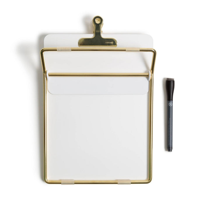 U Brands 8.5"x11.7" Adjustable Glass Desktop Easel with Gold Accents and Marker