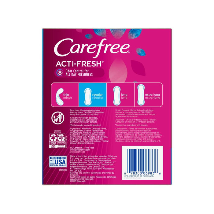 Carefree Acti-Fresh Flat Panty Liner - Regular - 120ct