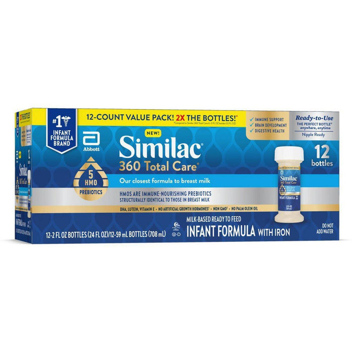 Similac 360 Total Care Advance Non-GMO Ready to Feed Infant Formula Bottles - 2 fl oz Each/12ct