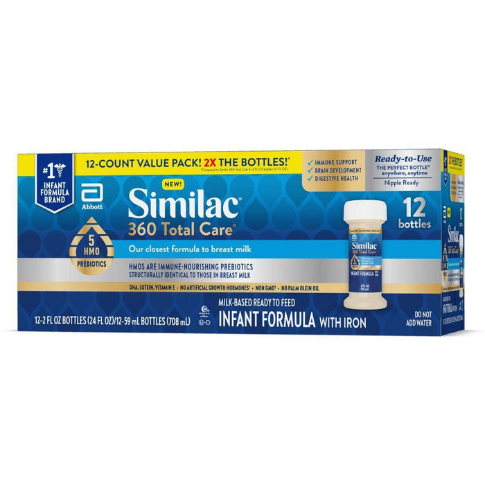 Similac 360 Total Care Advance Non-GMO Ready to Feed Infant Formula Bottles - 2 fl oz Each/12ct