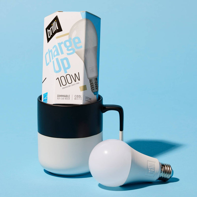 Brilli A21 100W Charge Up Energy-Boosting Dimmable LED Light Bulb White