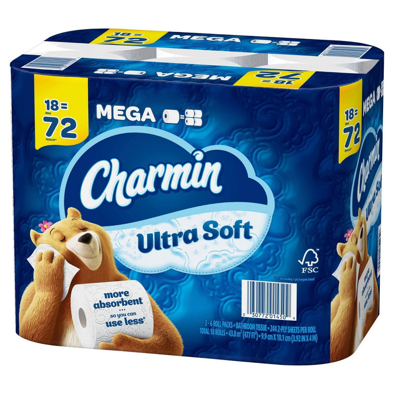 Charmin Ultra Soft Toilet Paper - 18 Mega Rolls