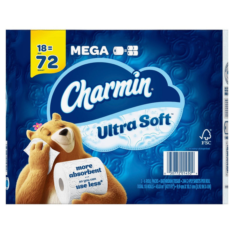Charmin Ultra Soft Toilet Paper - 18 Mega Rolls