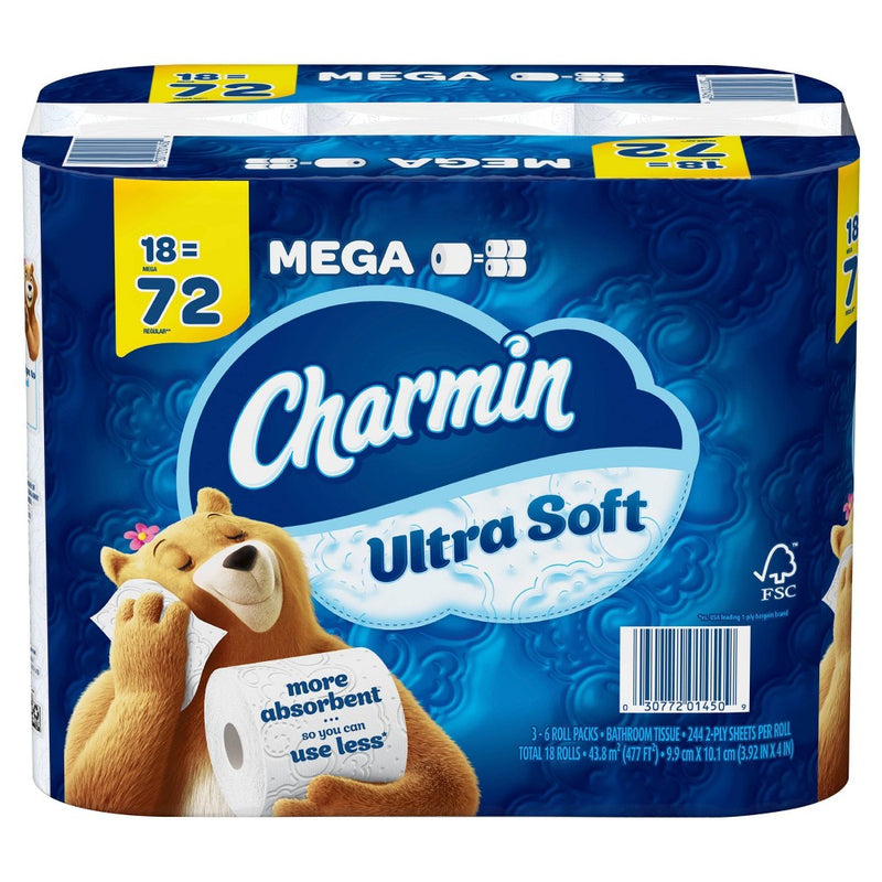 Charmin Ultra Soft Toilet Paper - 18 Mega Rolls