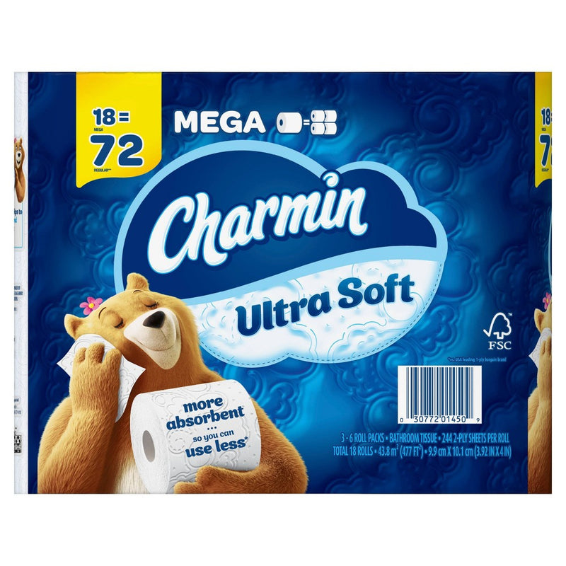 Charmin Ultra Soft Toilet Paper - 18 Mega Rolls
