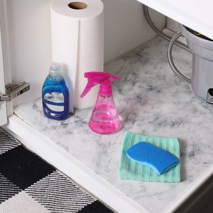 Con-Tact 24" x 4' Under Sink Mat Carrara Marble