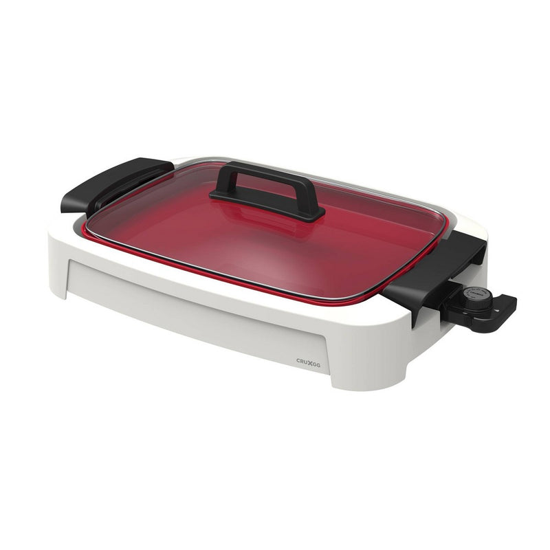 CRUXGG 2-in-1 Smokeless Indoor Ceramic Nonstick Grill & Griddle - Snow