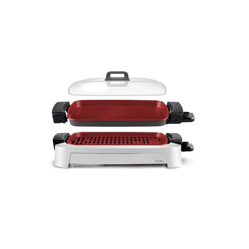 CRUXGG 2-in-1 Smokeless Indoor Ceramic Nonstick Grill & Griddle - Snow