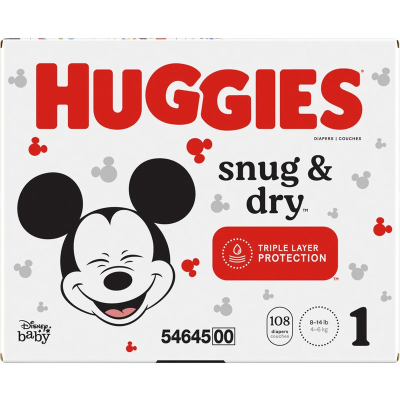 Huggies Snug & Dry Baby Disposable Diapers Super Pack - Size 1 - 108ct-