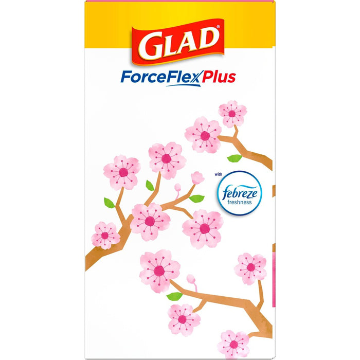 Glad ForceFlexPlus Tall Kitchen Drawstring Pink Trash Bags - Cherry Blossom - 13 Gallon/90ct