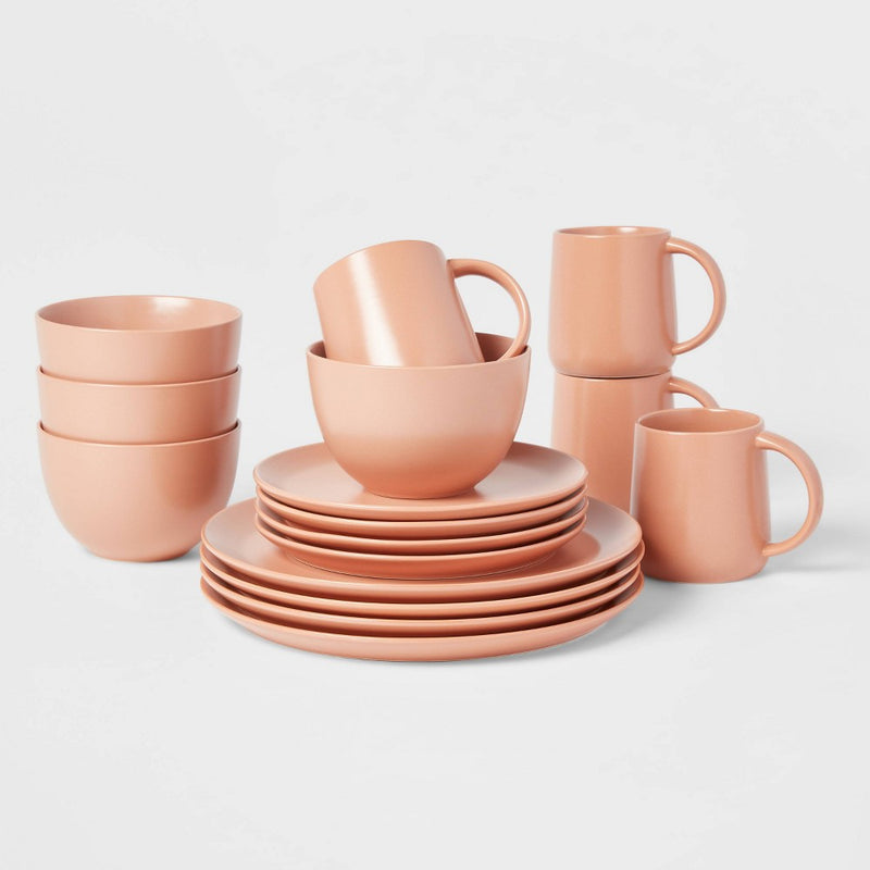 16pc Stoneware Acton Dinnerware Set Brown - Threshold™ (LOCAL PICKUP ONLY)