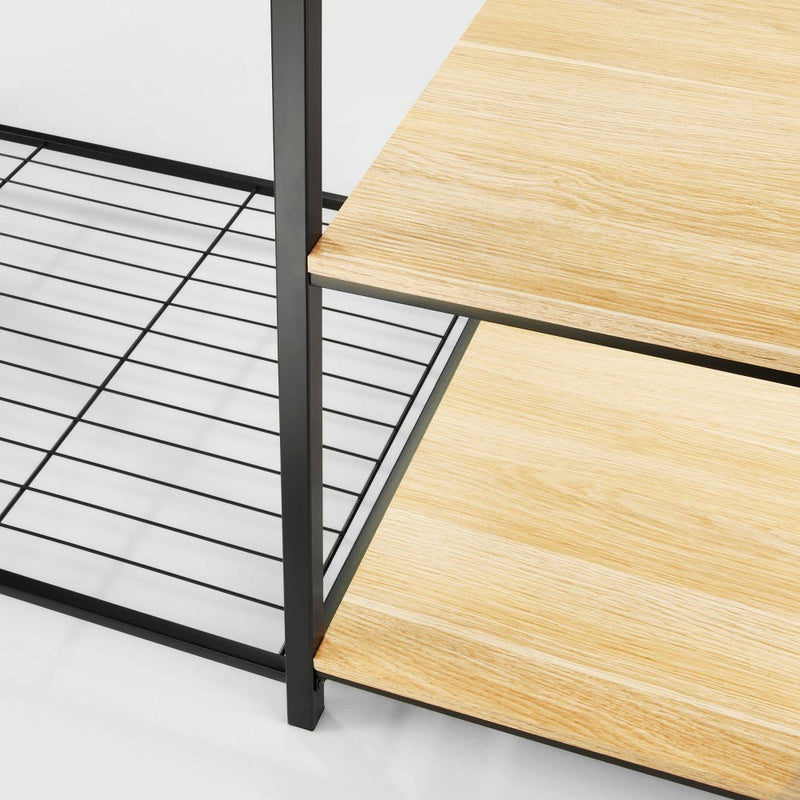 Freestanding Wardrobe Black Metal with Natural Wood - Brightroom™ (LOCAL PICKUP ONLY)
