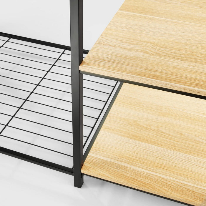 Freestanding Wardrobe Black Metal with Natural Wood - Brightroom™ (LOCAL PICKUP ONLY)