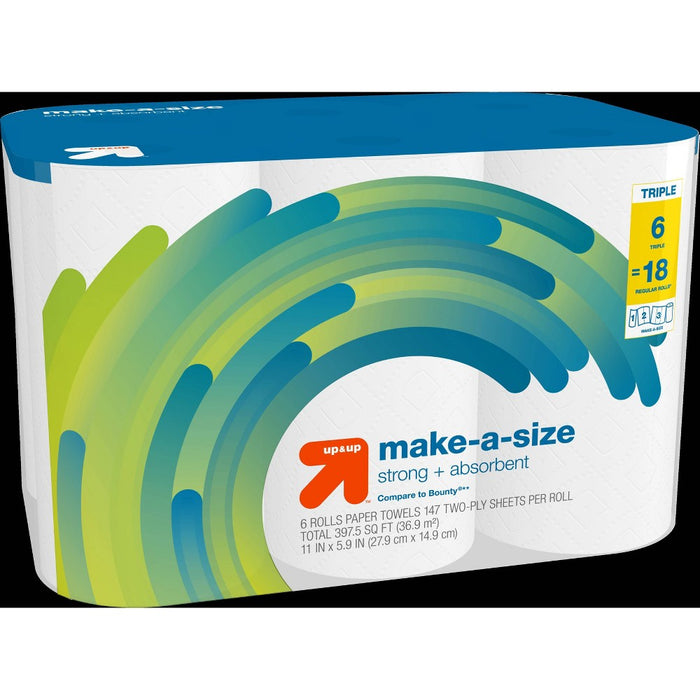 Make-A-Size Paper Towels - 6 Triple Rolls - up & up™