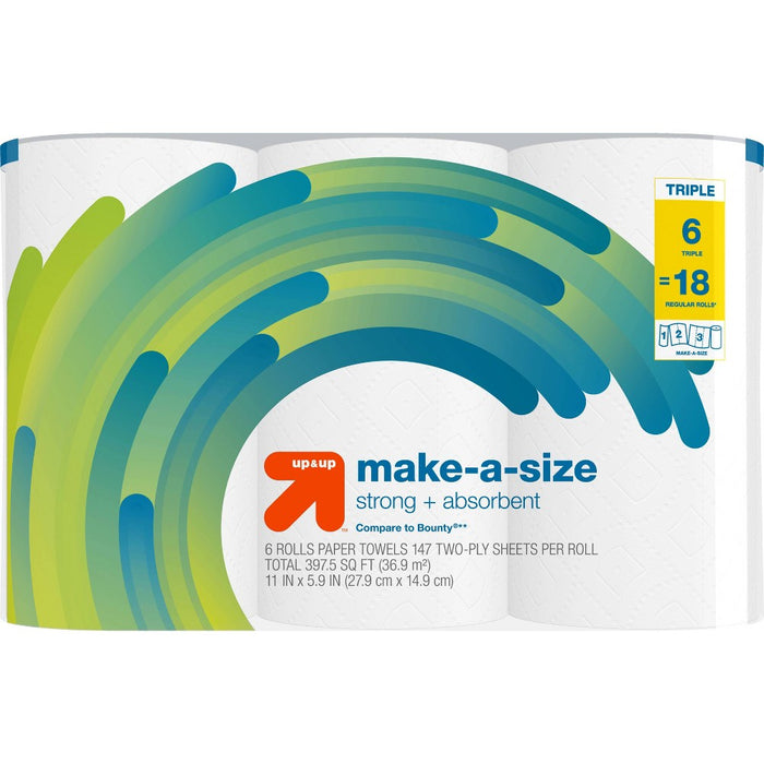 Make-A-Size Paper Towels - 6 Triple Rolls - up & up™