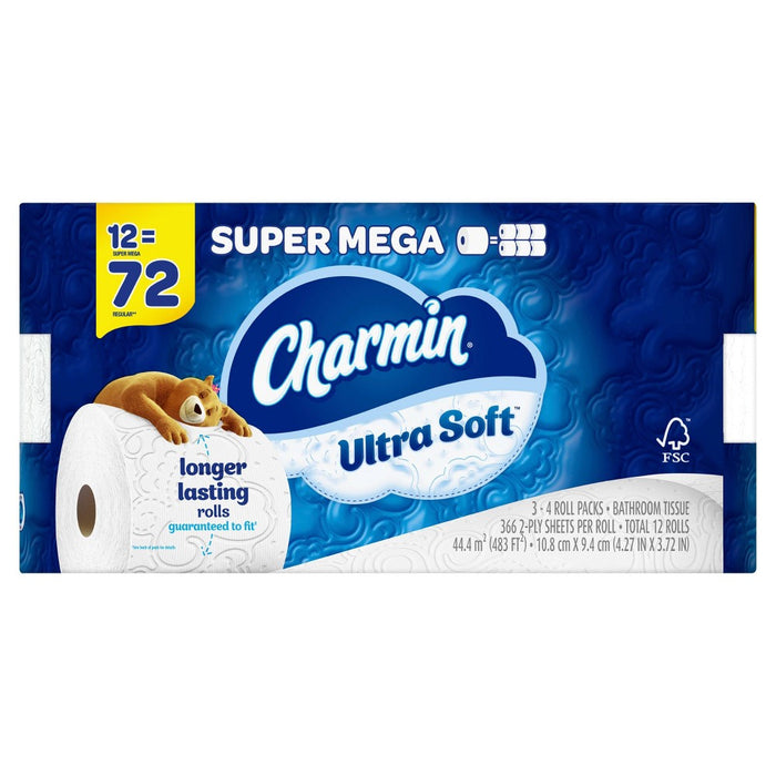 Charmin Ultra Soft Toilet Paper - 12 Super Mega Rolls