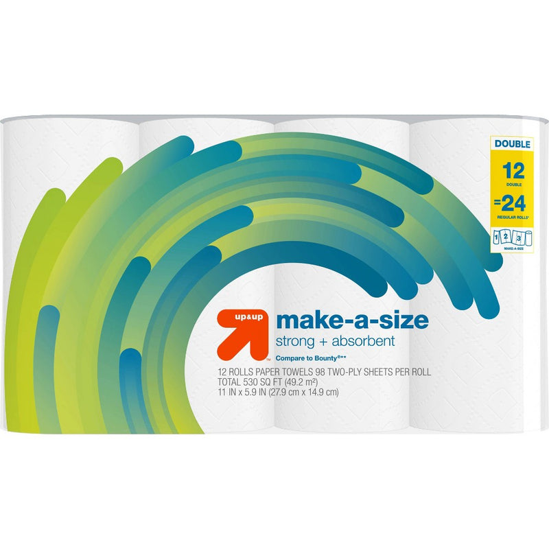 Make-A-Size Paper Towels - 12 Double Rolls - up & up™