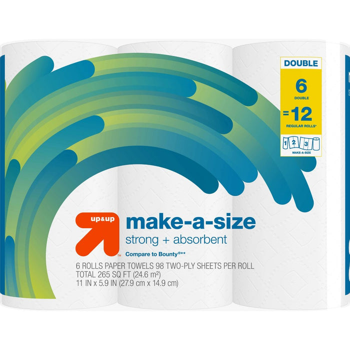 Make-A-Size Paper Towels - 6 Double Rolls - up & up™