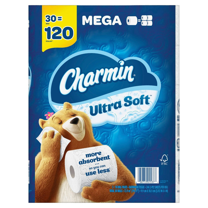 Charmin Ultra Soft Toilet Paper - 30 Mega Rolls