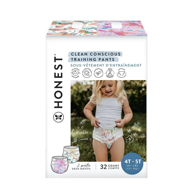 The Honest Company Girls' Training Pants - Butterfly Kisses + Magical Moments - Size 4T-5T - 32ct