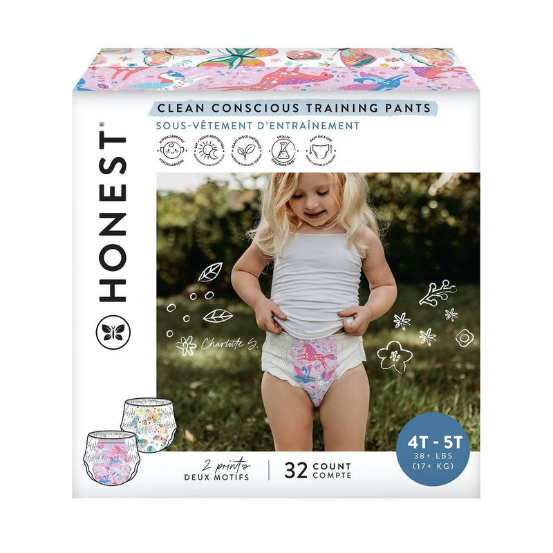 The Honest Company Girls' Training Pants - Butterfly Kisses + Magical Moments - Size 4T-5T - 32ct