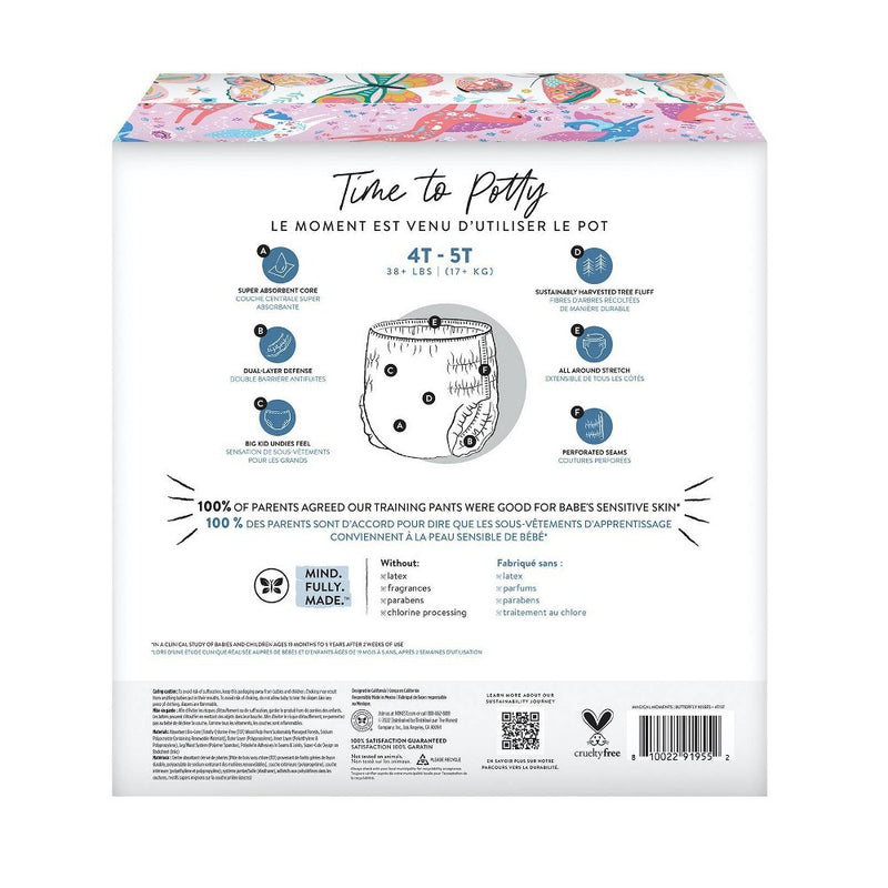 The Honest Company Girls' Training Pants - Butterfly Kisses + Magical Moments - Size 4T-5T - 32ct