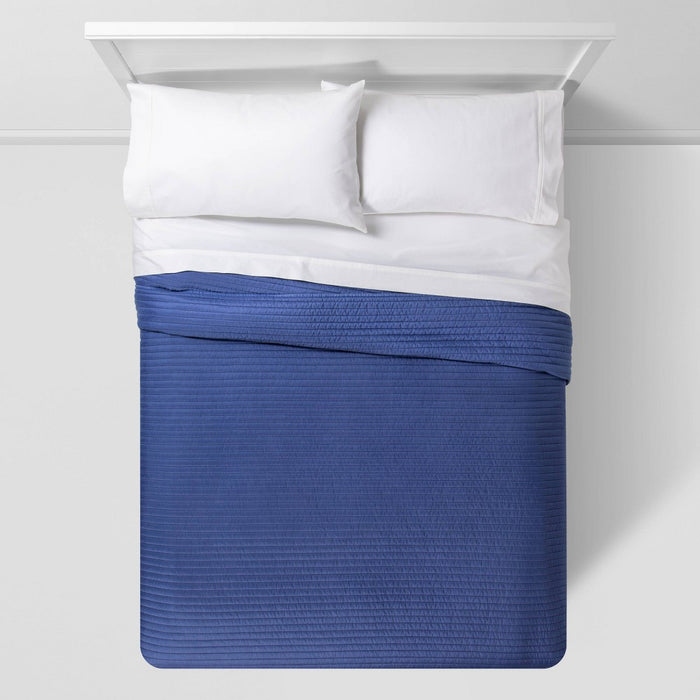 Twin/Twin Extra Long Garment Washed Microfiber Quilt Navy - Room Essentials™