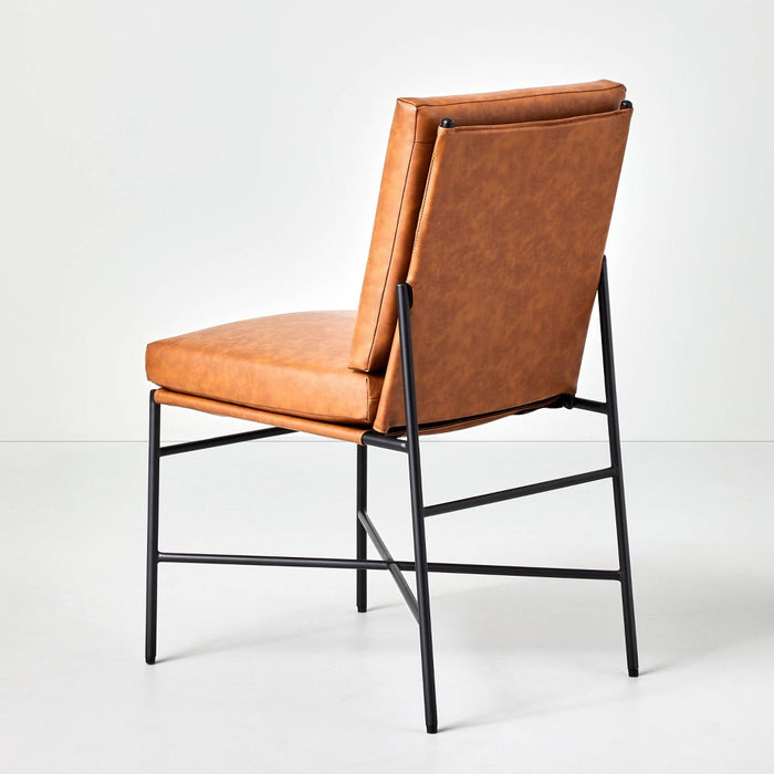 Faux Leather & Metal Dining Chair Black/Brown - Hearth & Hand™ with Magnolia (LOCAL PICKUP ONLY)