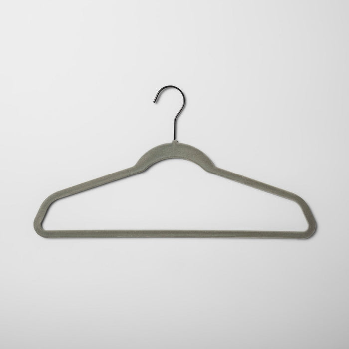 10pk Flocked Hangers Gray - Brightroom™