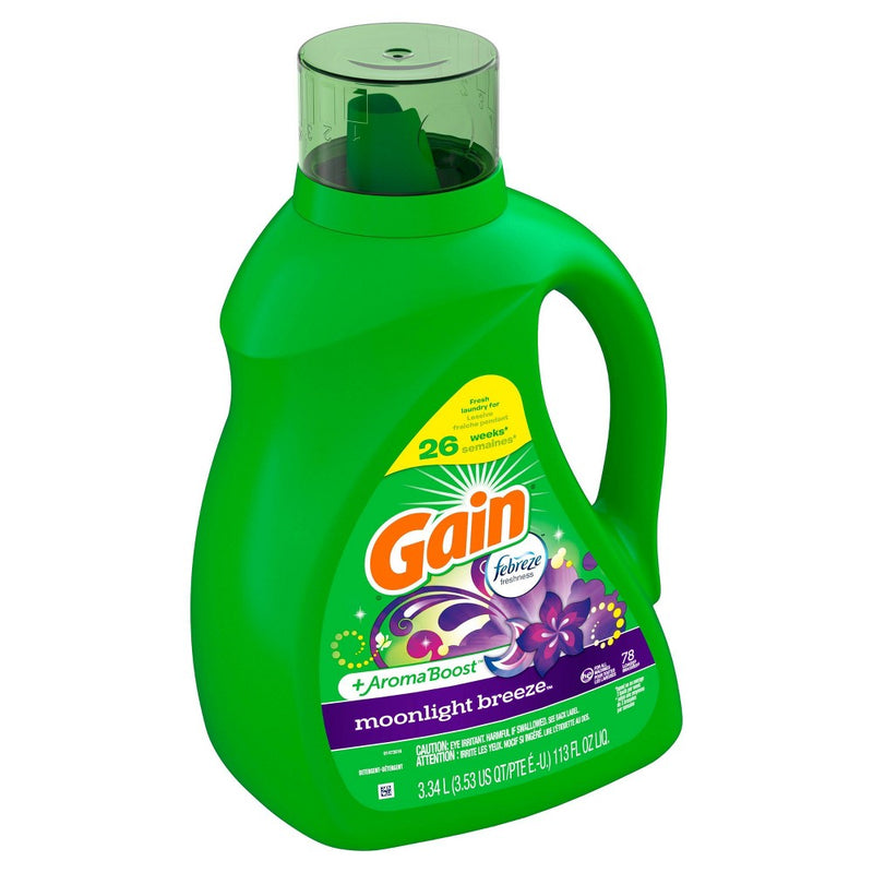 Gain + Aroma Boost Moonlight Breeze Scent HE Compatible Liquid Laundry Detergent - 113 fl oz