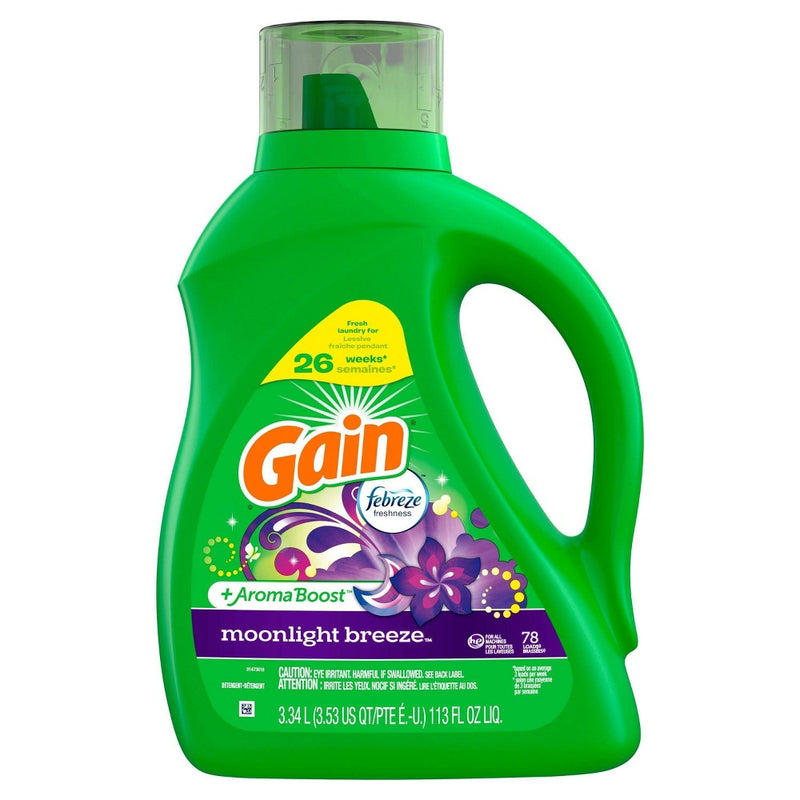 Gain + Aroma Boost Moonlight Breeze Scent HE Compatible Liquid Laundry Detergent - 113 fl oz