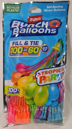 Zuru Bunch O Balloons TROPICAL PARTY 100+ Self-Sealing Water Balloons No Tie