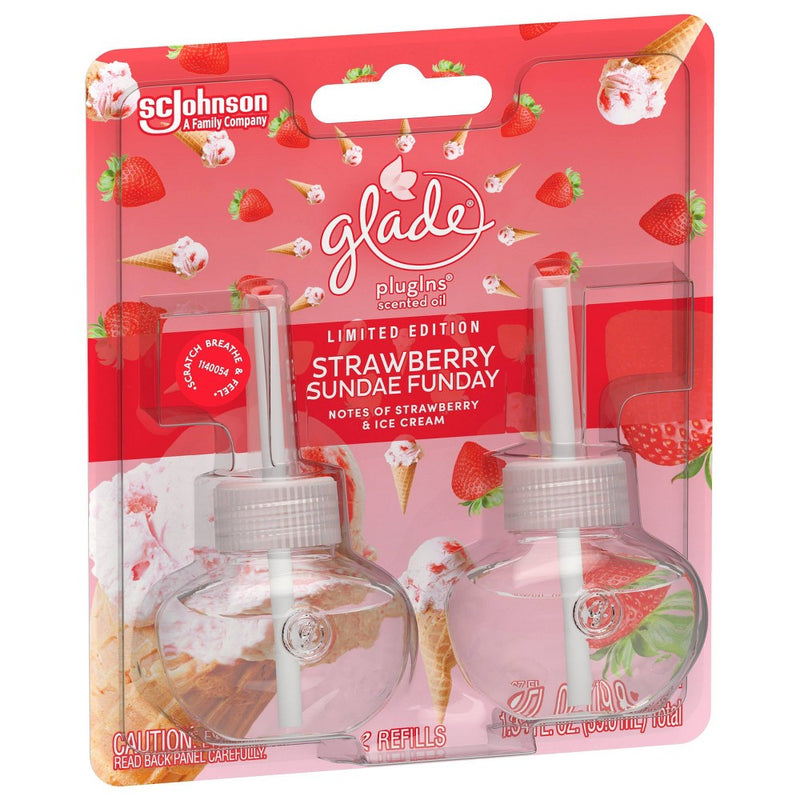 Glade PlugIns Scented Oil Air Freshener Refills - Strawberry Sundae Funday - 2ct/1.34oz