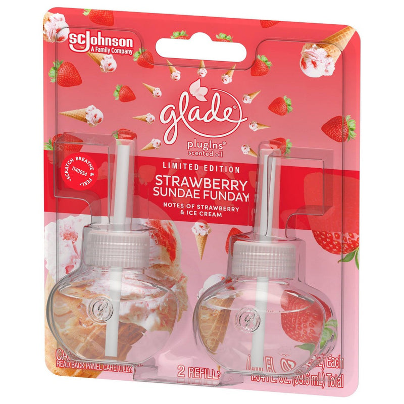 Glade PlugIns Scented Oil Air Freshener Refills - Strawberry Sundae Funday - 2ct/1.34oz