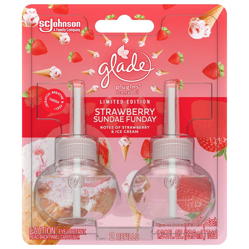 Glade PlugIns Scented Oil Air Freshener Refills - Strawberry Sundae Funday - 2ct/1.34oz