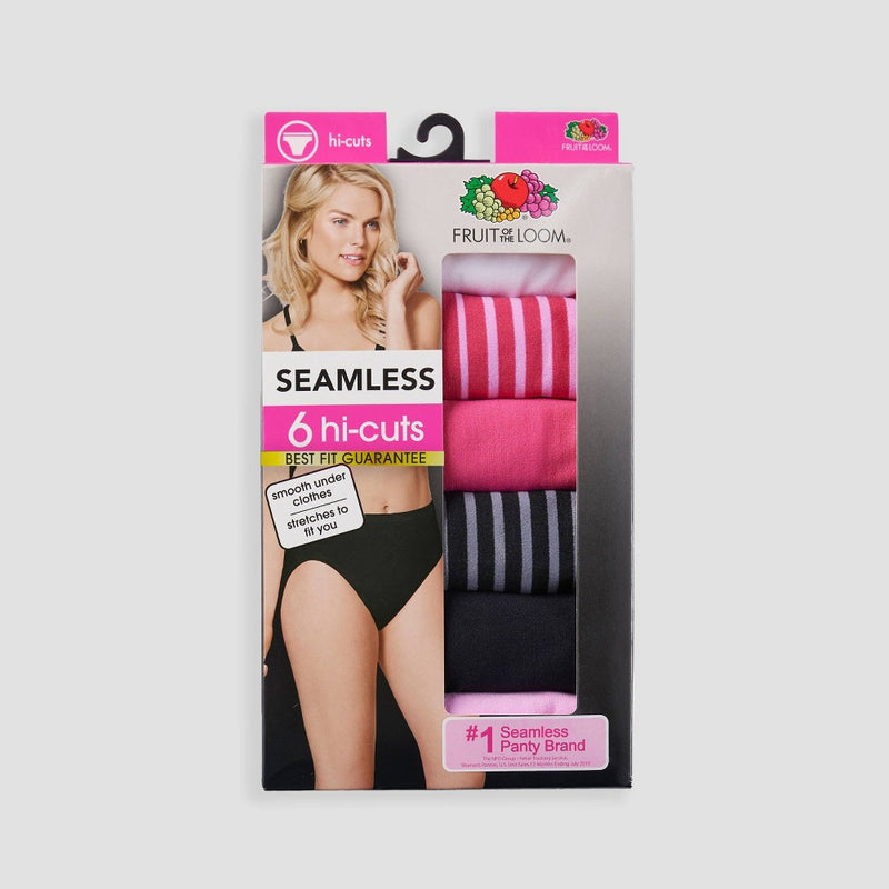 Fruit of the Loom Women's Seamless Hi-Cut 6pk Underwear  - Colors May Vary 6