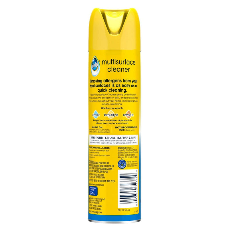 Pledge Dust & Allergen Multisurface Cleaner Lemon Aerosol - 9.7oz