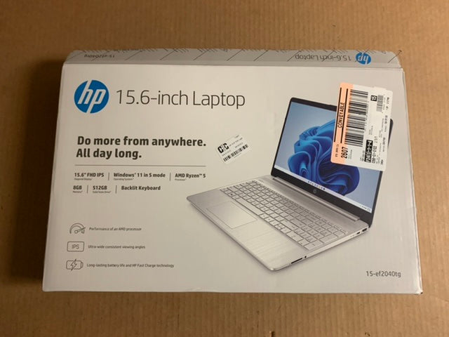 HP 15.6" FHD Laptop -8GB RAM-512GB - Silver (15-ef2040tg) OPEN BOX - SEE DETAILS