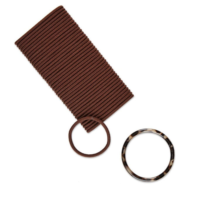 scunci No Damage Elastics with Bonus Ring Holder  - Brown - 4mm/40ct