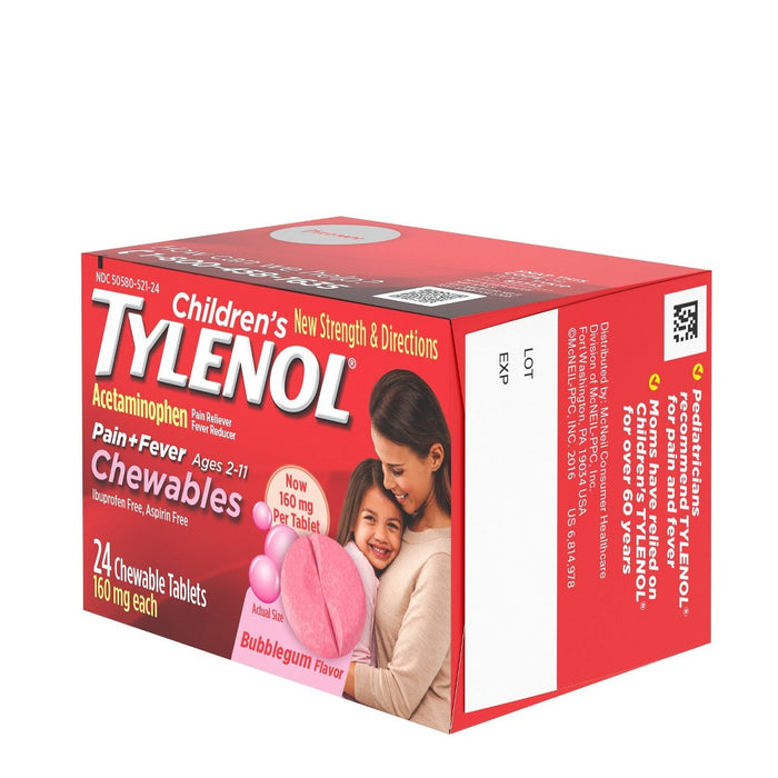Children's Tylenol Pain + Fever Relief Chewables - Acetaminophen - Bubble Gum - 24ct