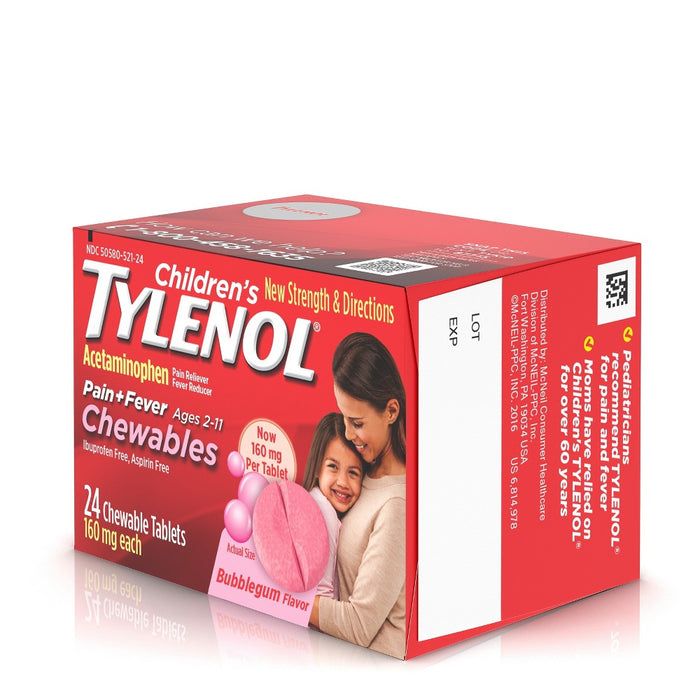 Children's Tylenol Pain + Fever Relief Chewables - Acetaminophen - Bubble Gum - 24ct
