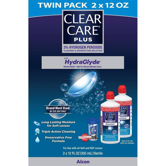 Clear Care Plus with Hydraglyde Twin Pack For Soft Lenses - 24 fl oz EXP 06/2024
