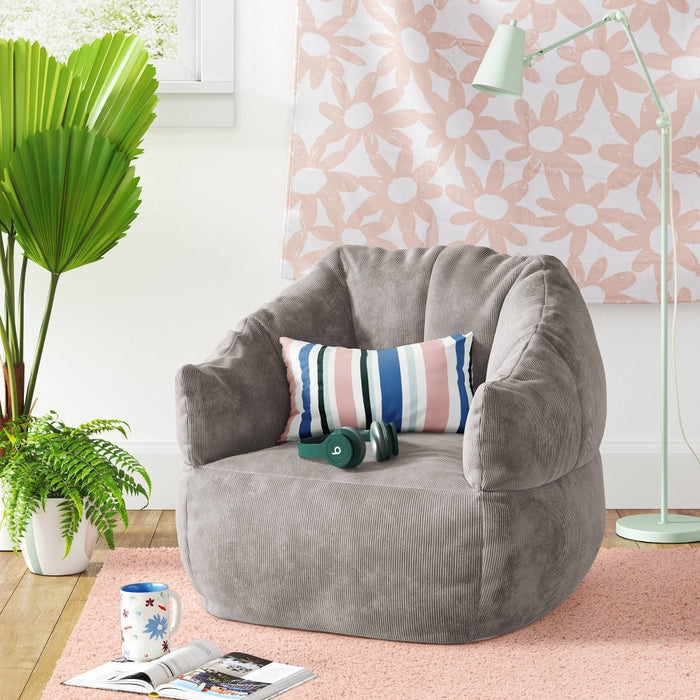Corduroy Structured Bean Bag Chair Light Gray - Room Essentials™ (LOCAL PICKUP ONLY)